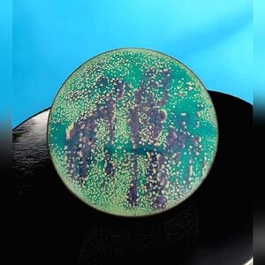 Vintage Signed Leonora MCM Painted Brass Brooch